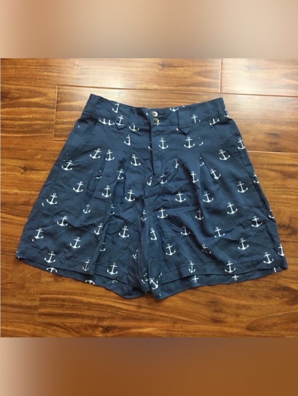 3/$25 Life in Progress Juniors Blue Sailor Anchor High Waist Shorts Size Small